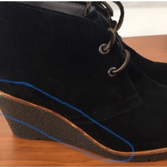 Sperry Top Sider Harlow Black Suede Lace Up Wedge Booties - Sz 7 - Picture 13 of 14
